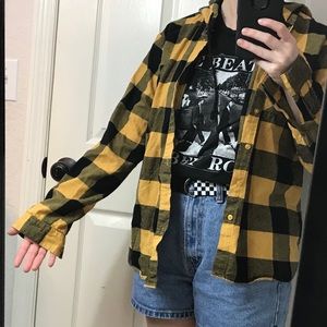 No Comment Yellow Plaid Button Up, Hooded Flannel